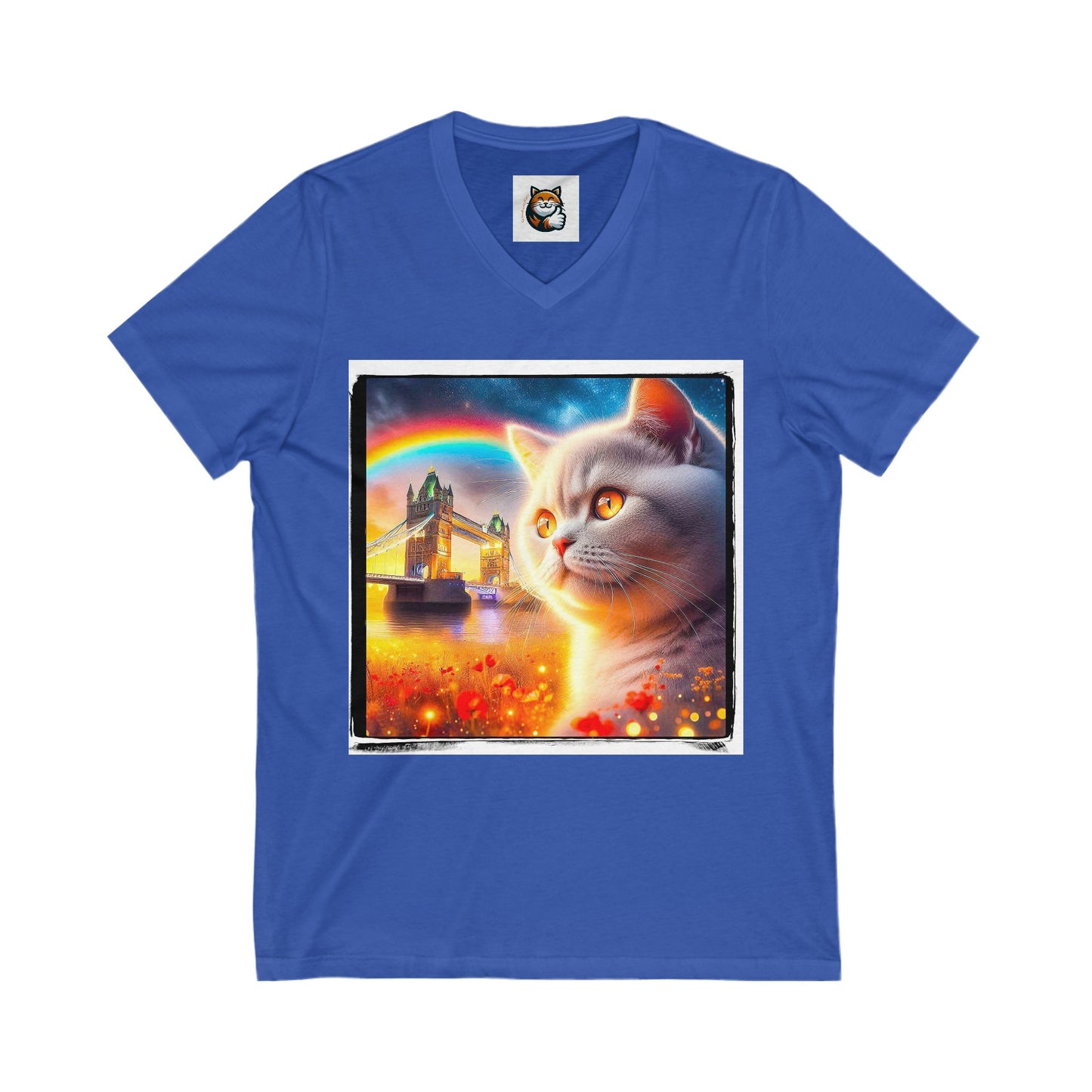 British Shorthair Unisex Jersey Short Sleeve V-Neck Tee