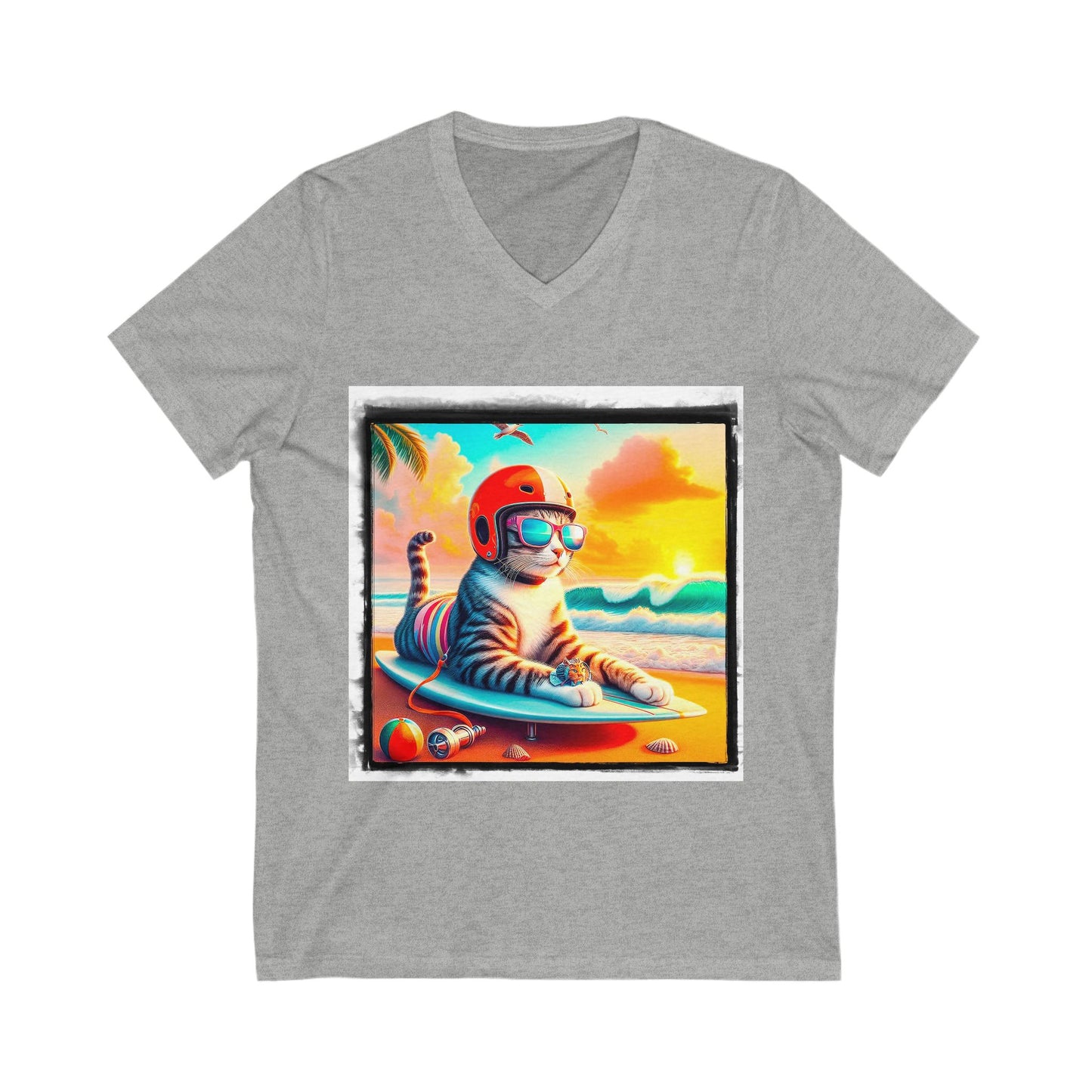 Domestic Cat Unisex Jersey Short Sleeve V-Neck Tee