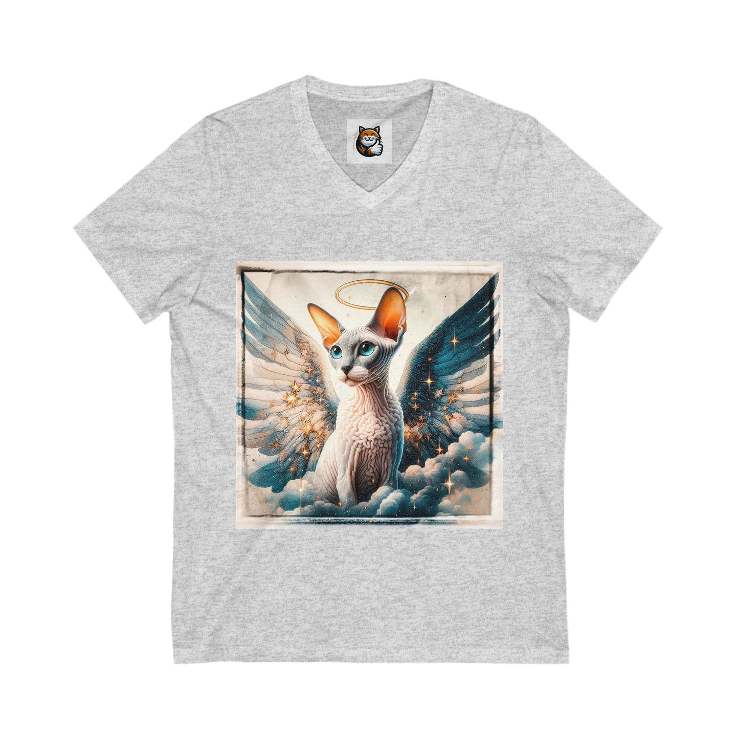 Cornish Rex Cat Unisex Jersey Short Sleeve V-Neck Tee by Printify