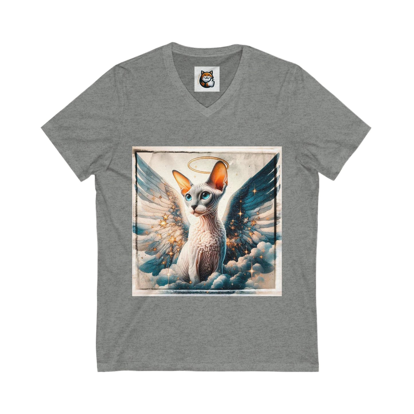 Cornish Rex Cat Unisex Jersey Short Sleeve V-Neck Tee by Printify