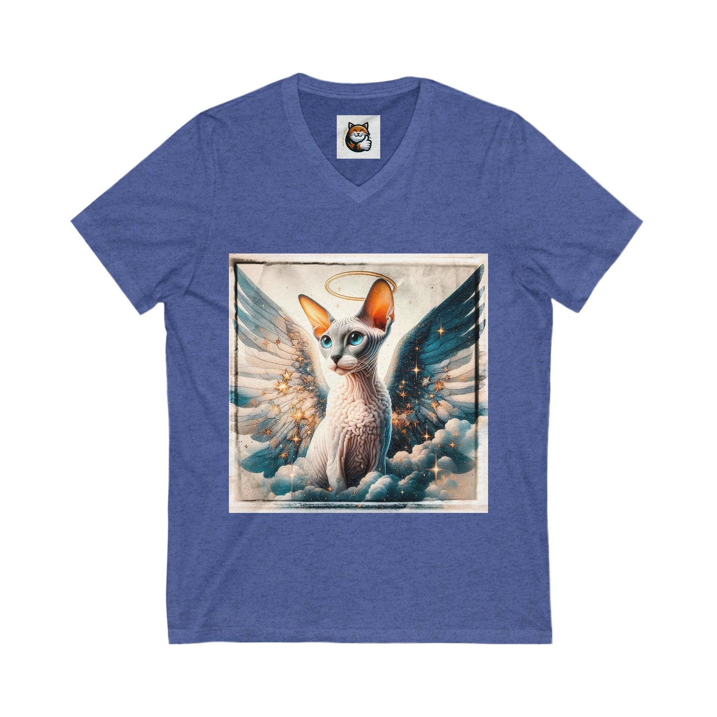 Cornish Rex Cat Unisex Jersey Short Sleeve V-Neck Tee by Printify
