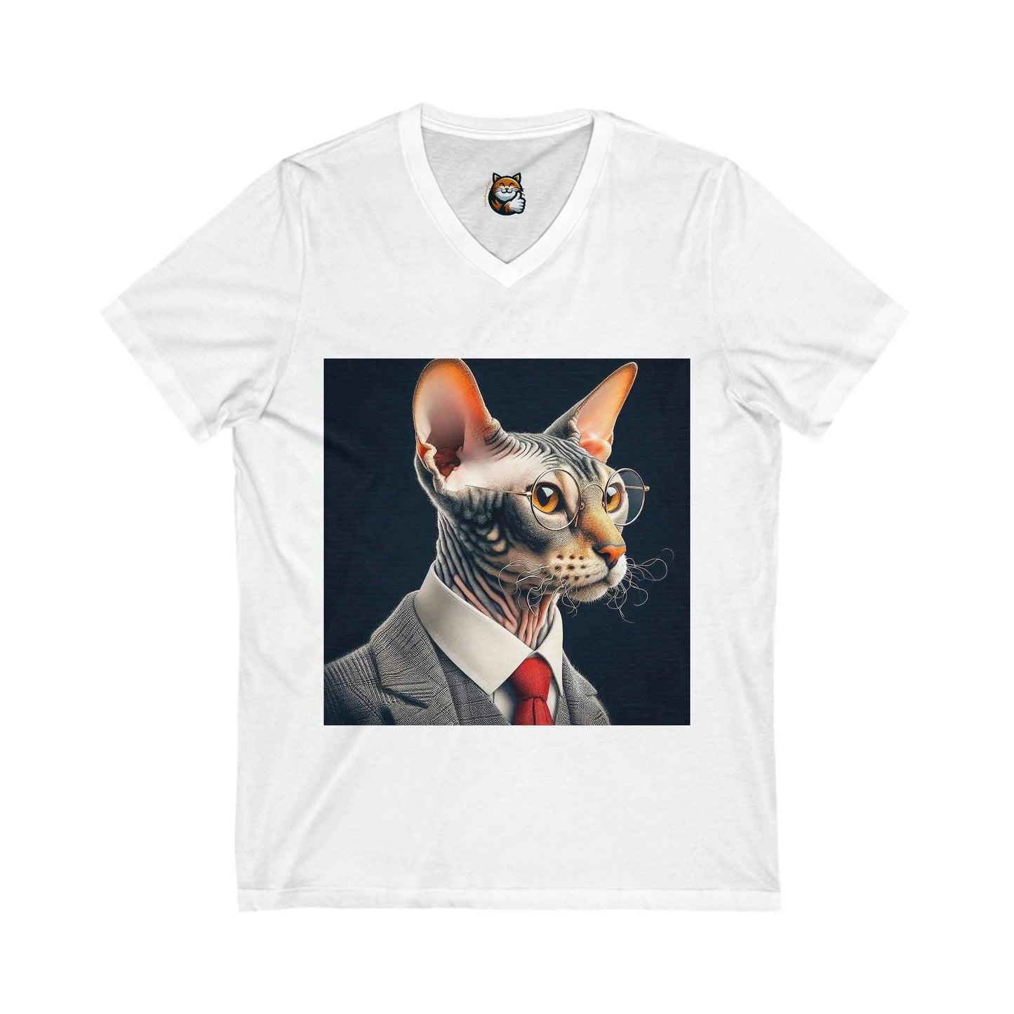 Cornish Rex Cat Unisex Jersey Short Sleeve V-Neck Tee by Printify
