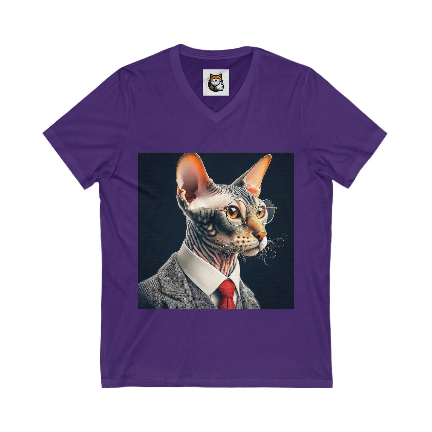 Cornish Rex Cat Unisex Jersey Short Sleeve V-Neck Tee by Printify