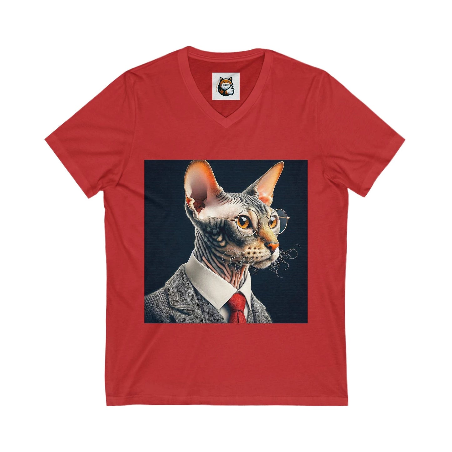 Cornish Rex Cat Unisex Jersey Short Sleeve V-Neck Tee by Printify