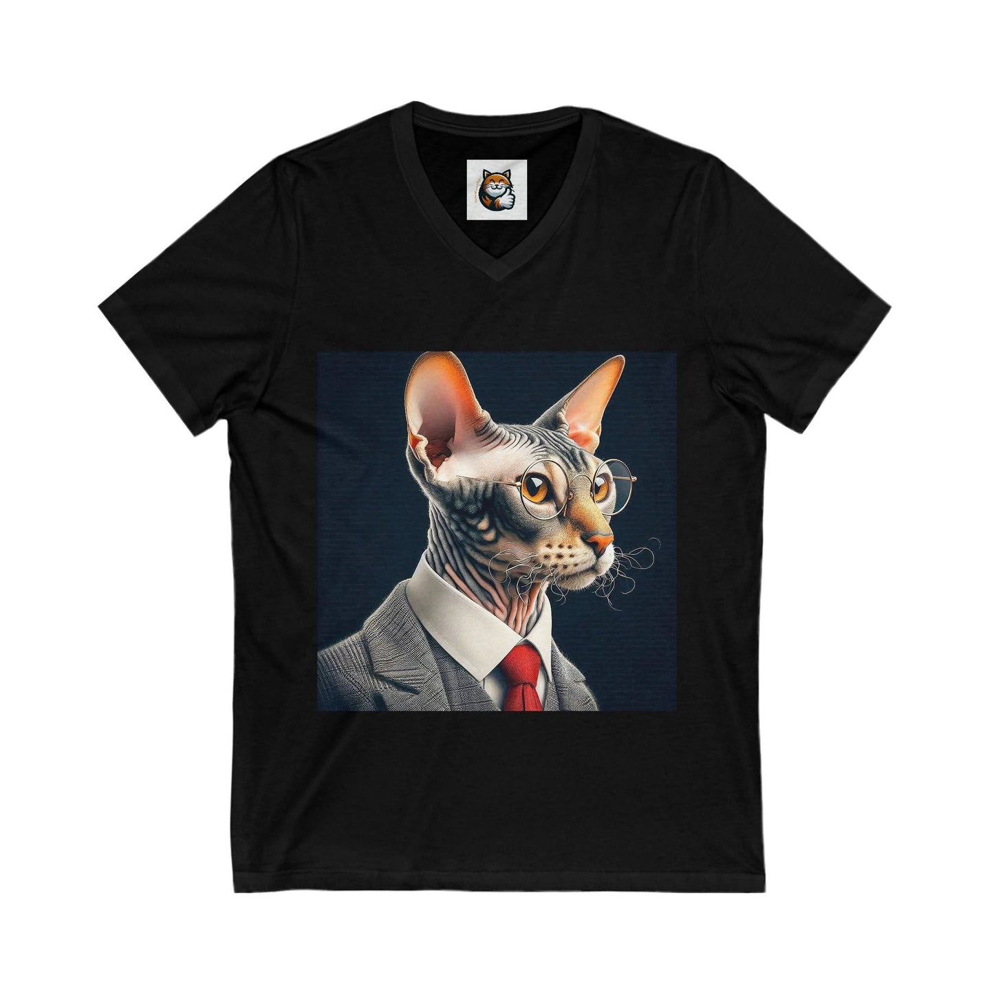 Cornish Rex Cat Unisex Jersey Short Sleeve V-Neck Tee by Printify