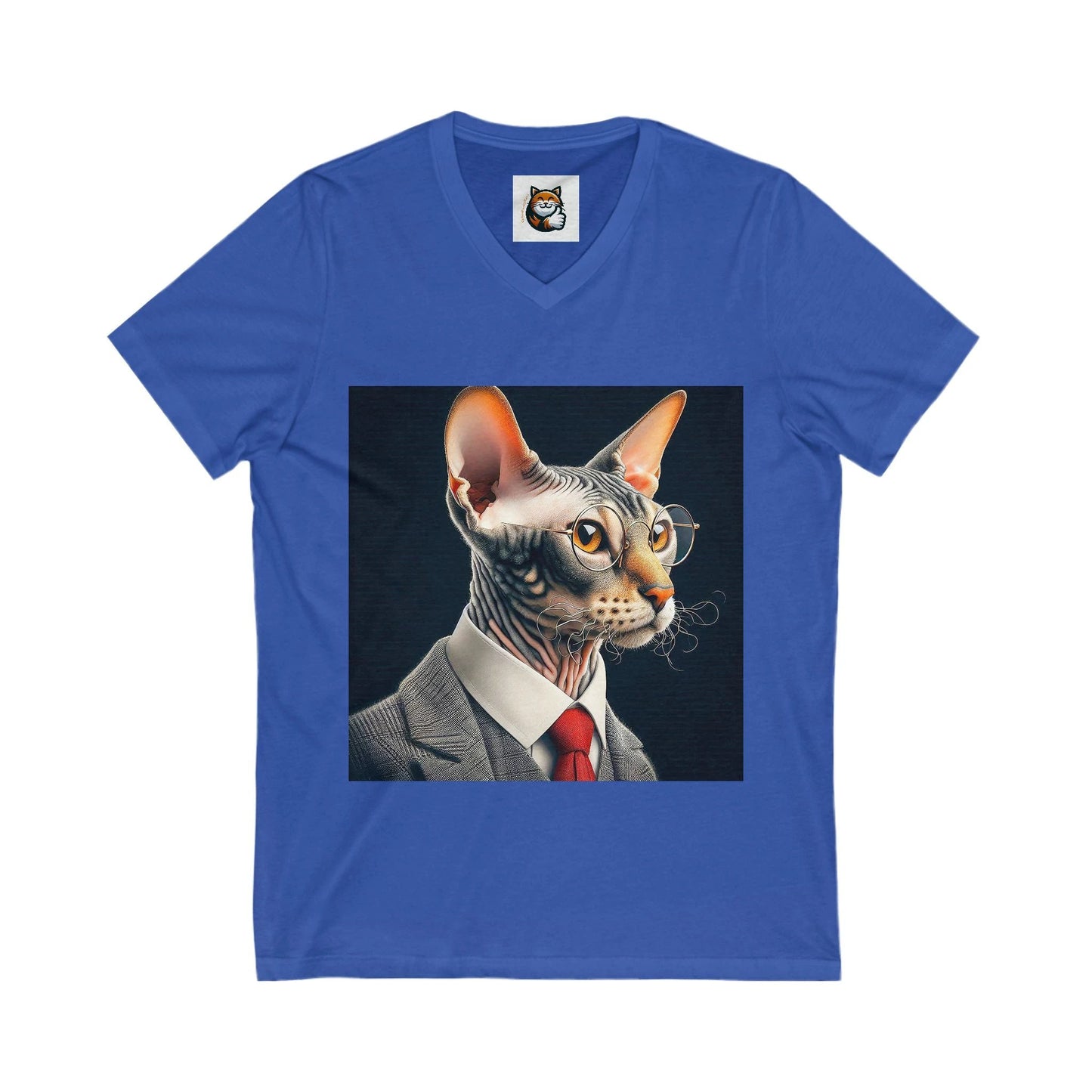 Cornish Rex Cat Unisex Jersey Short Sleeve V-Neck Tee by Printify