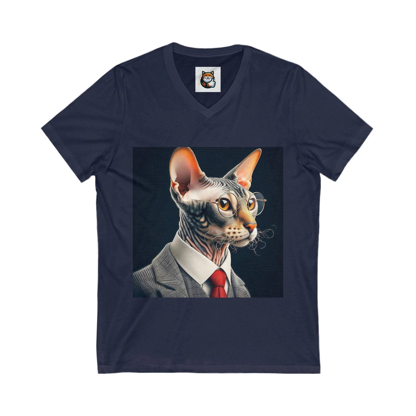 Cornish Rex Cat Unisex Jersey Short Sleeve V-Neck Tee by Printify
