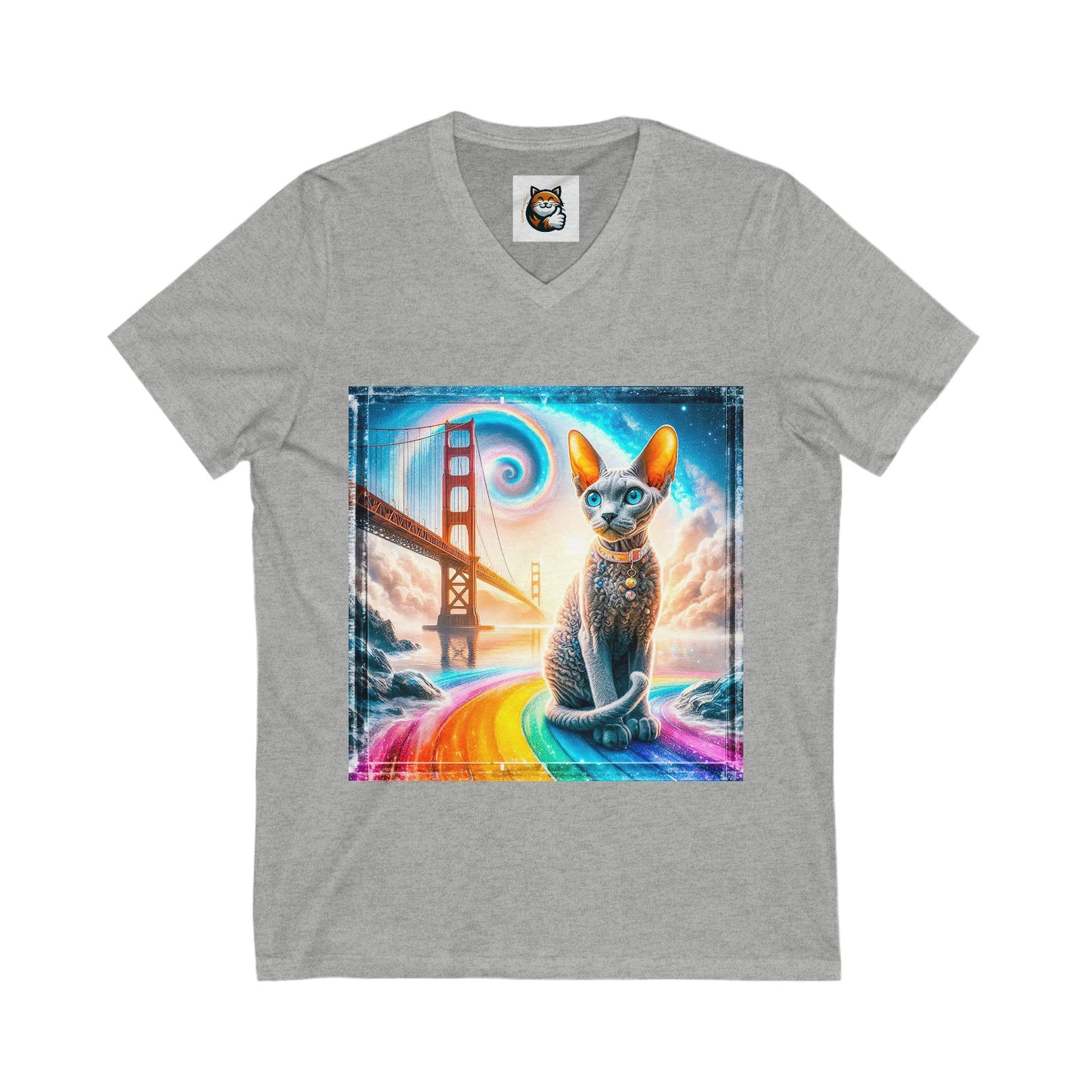 Devon Rex Cat Unisex Jersey Short Sleeve V-Neck Tee