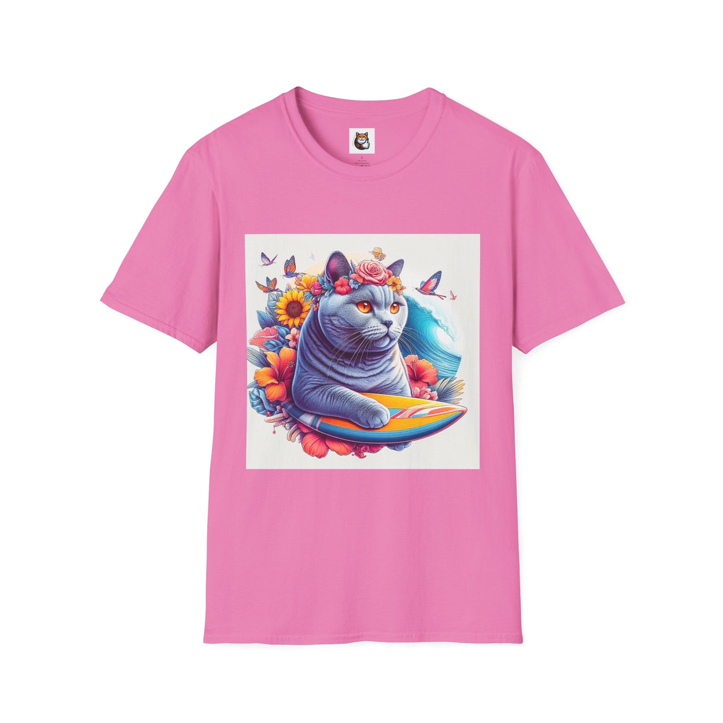 British Shorthair surf board Softstyle T-Shirt