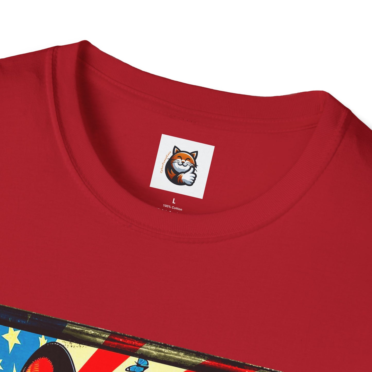 Devon Rex Cat American flag  Softstyle T-Shirt
