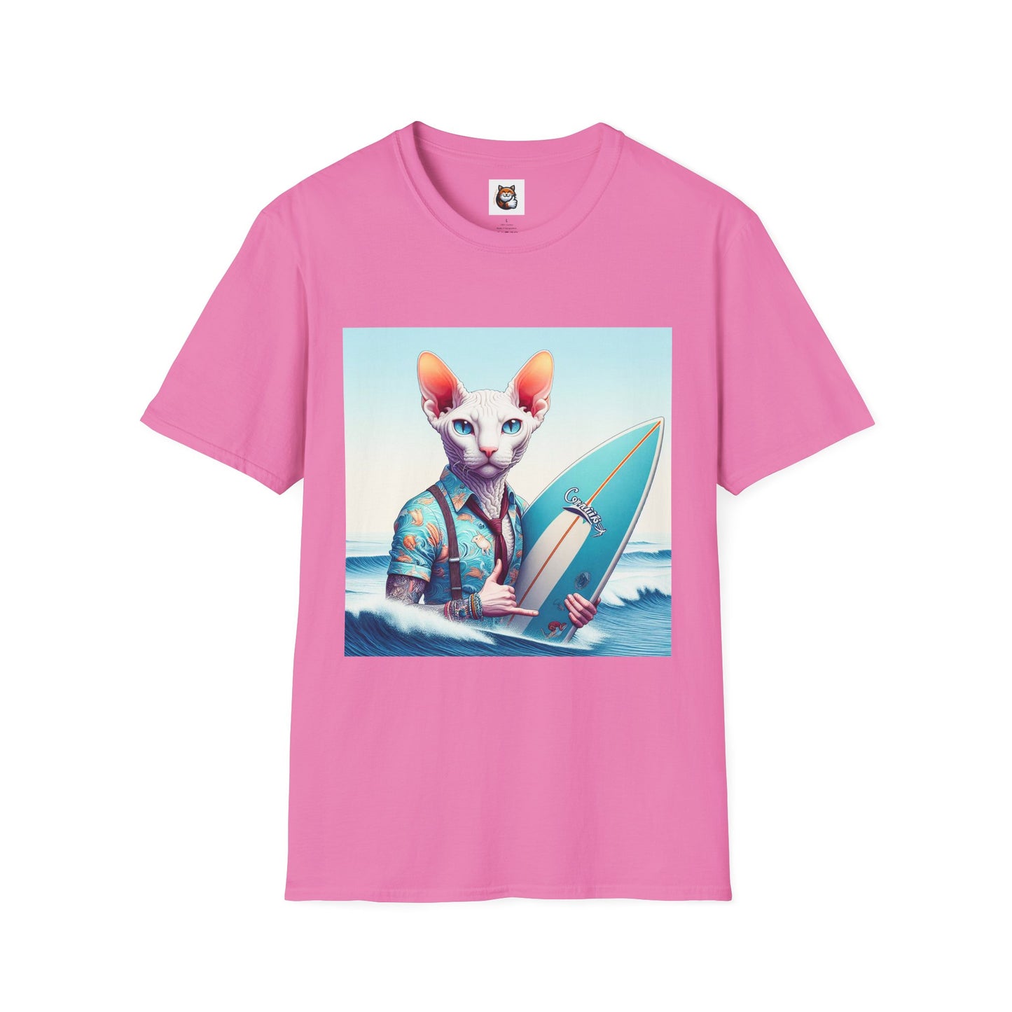 Cornish Rex Cat beach surfer T-Shirt