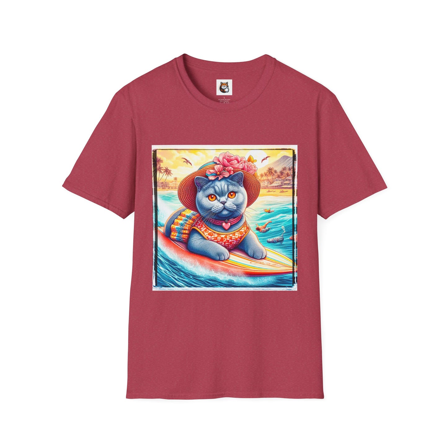 British Shorthair pretty surfer girl Softstyle T-Shirt