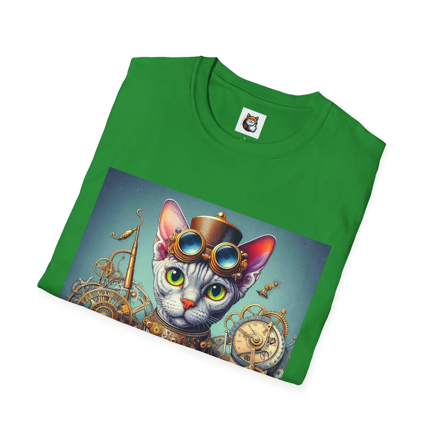 Devon Rex Cat steam punk Softstyle T-Shirt