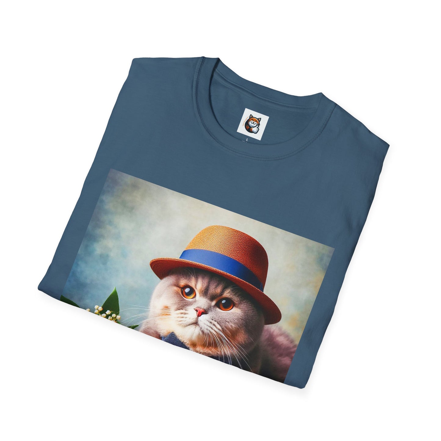British Shorthair  hat and bow Unisex Softstyle T-Shirt