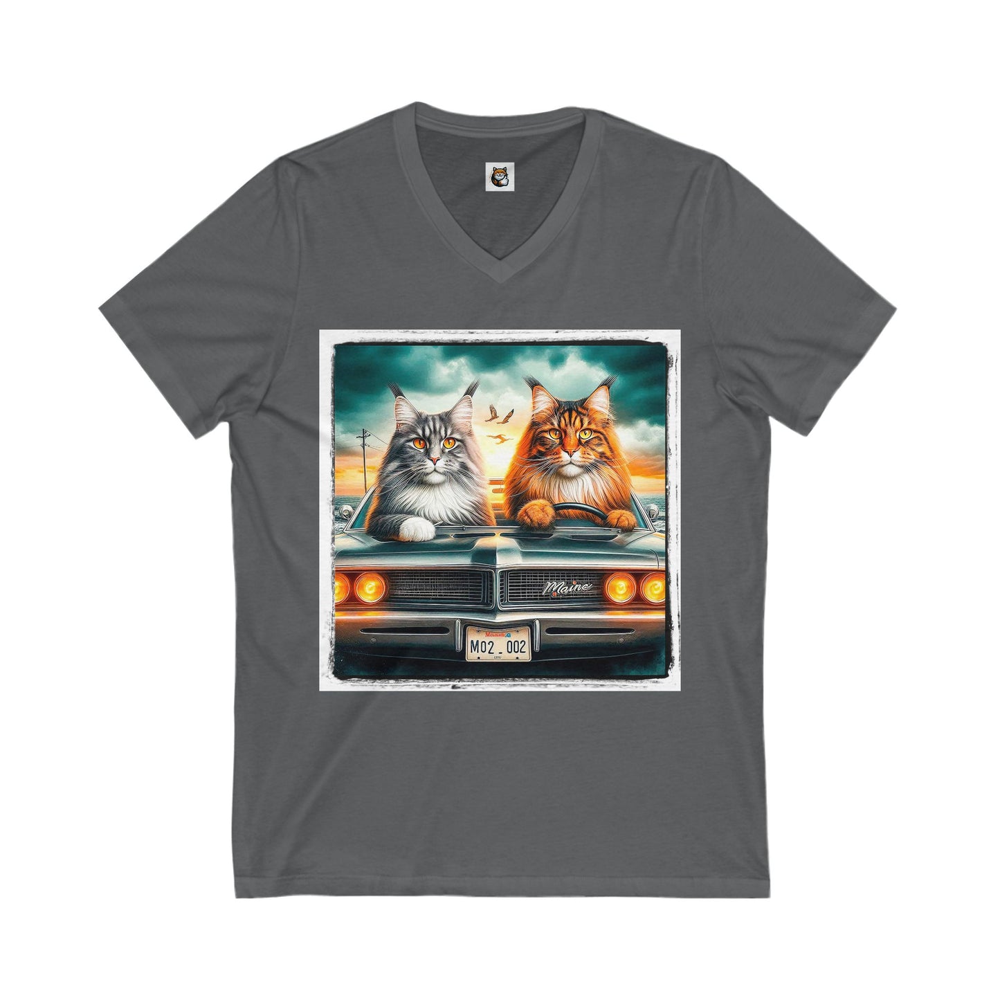 Wacky Maine Coon Unisex Jersey Short Sleeve V-Neck Tee