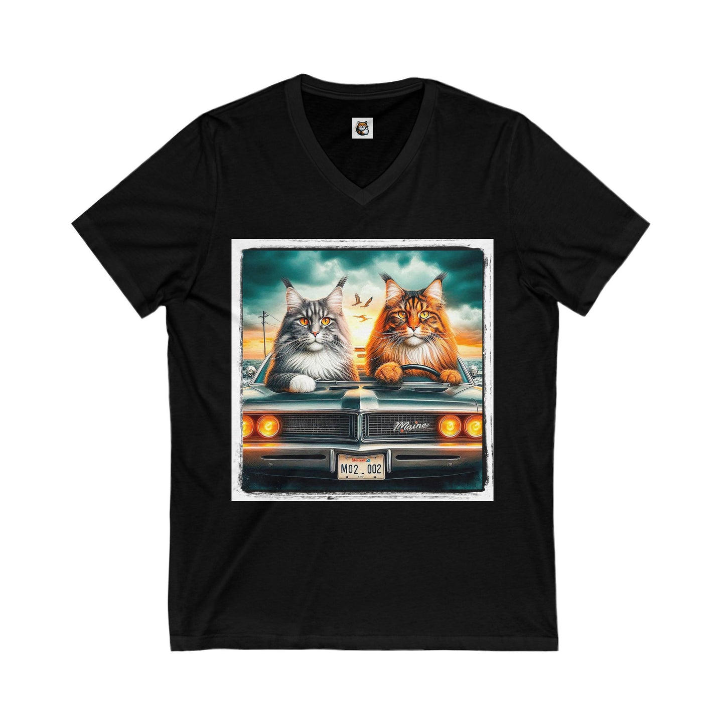 Wacky Maine Coon Unisex Jersey Short Sleeve V-Neck Tee