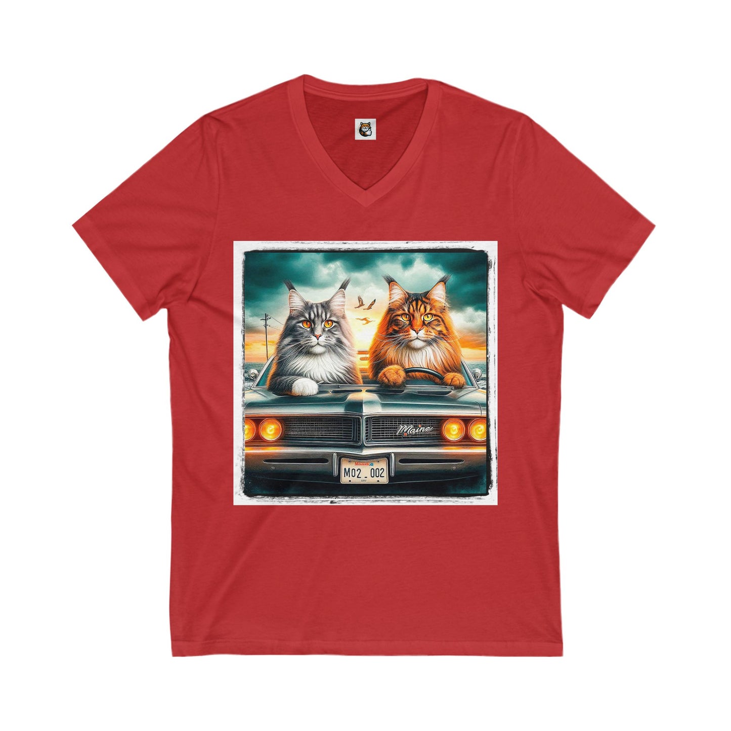 Wacky Maine Coon Unisex Jersey Short Sleeve V-Neck Tee