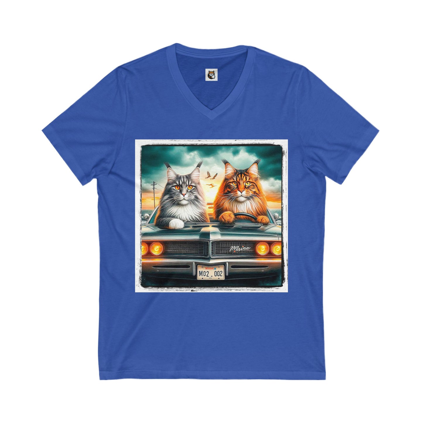 Wacky Maine Coon Unisex Jersey Short Sleeve V-Neck Tee