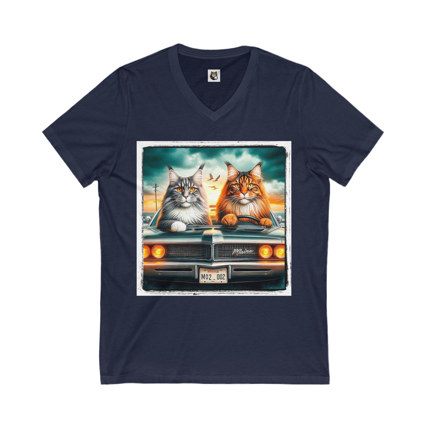 Wacky Maine Coon Unisex Jersey Short Sleeve V-Neck Tee