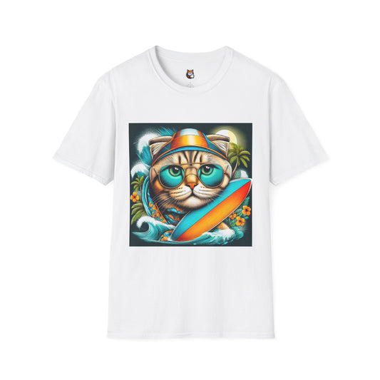 Scottish Fold Cat cool surfer  T-Shirt