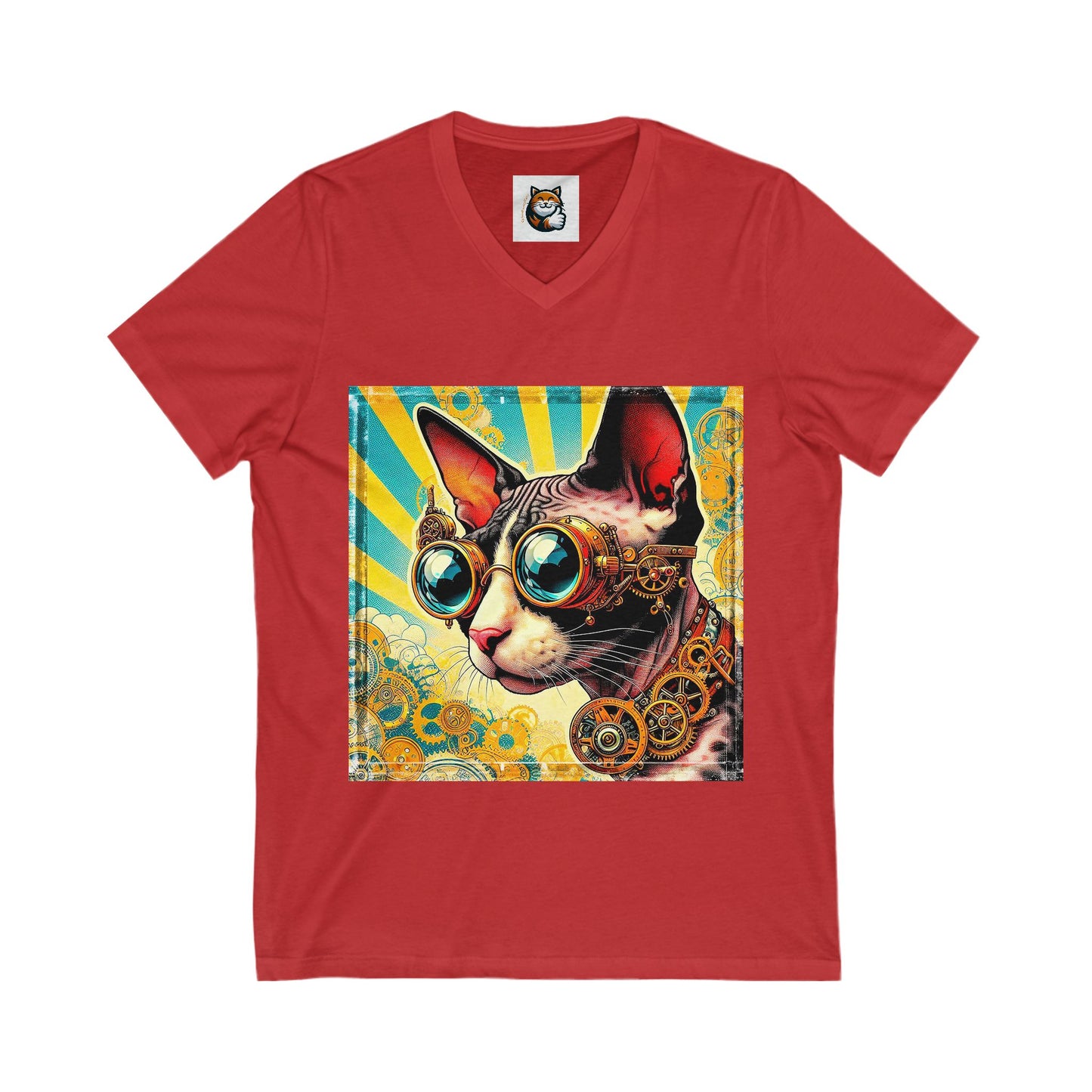 Cornish Rex Cat Unisex Jersey Short Sleeve V-Neck Tee