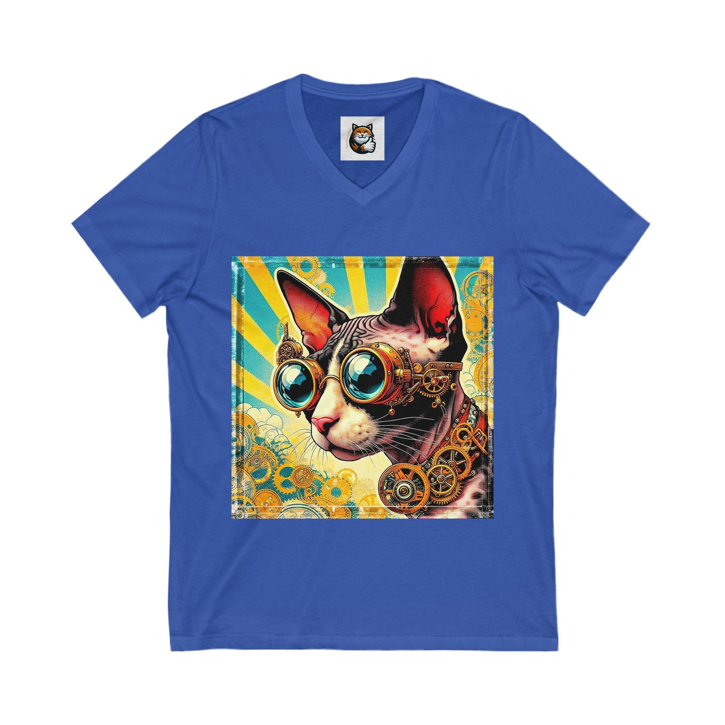 Cornish Rex Cat Unisex Jersey Short Sleeve V-Neck Tee