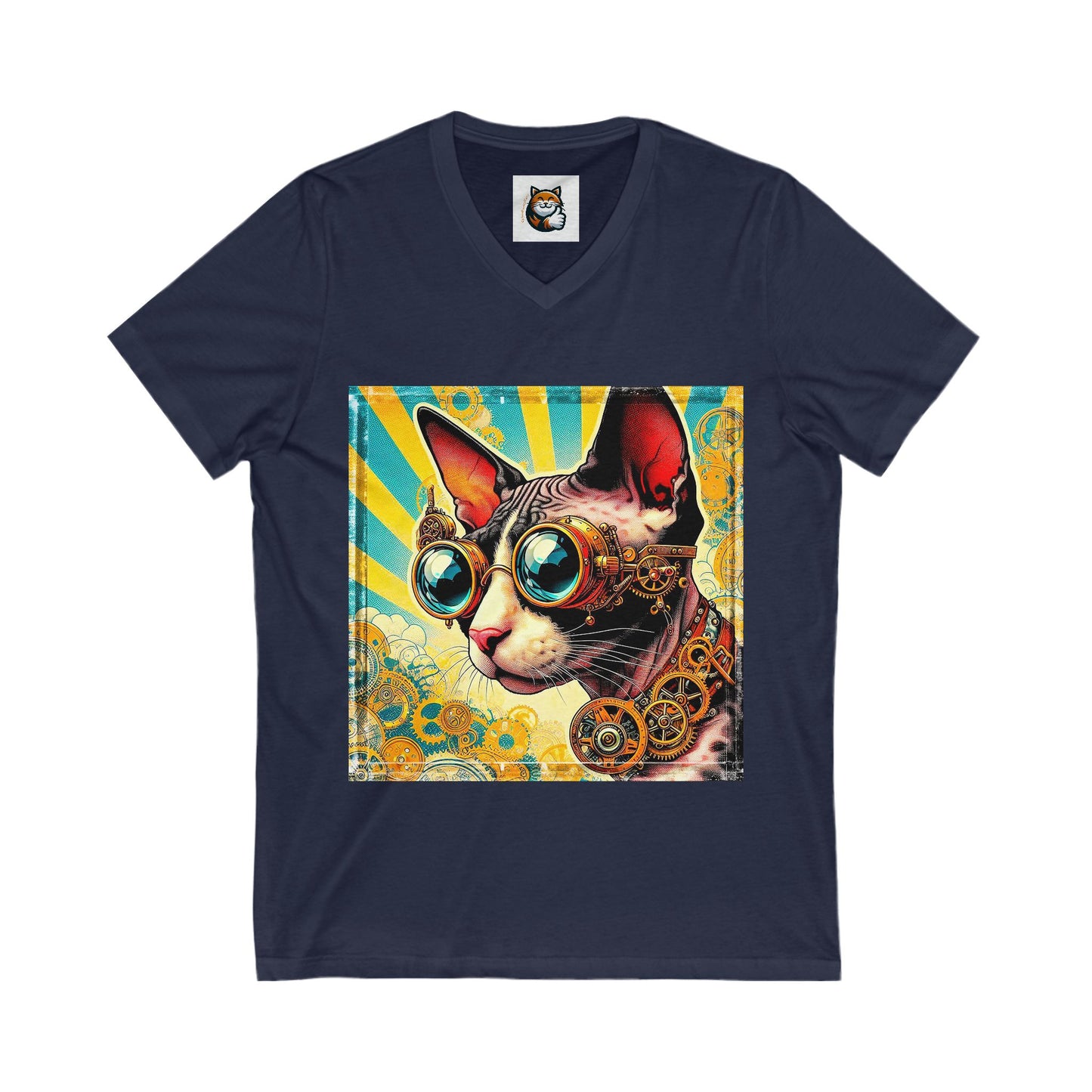 Cornish Rex Cat Unisex Jersey Short Sleeve V-Neck Tee