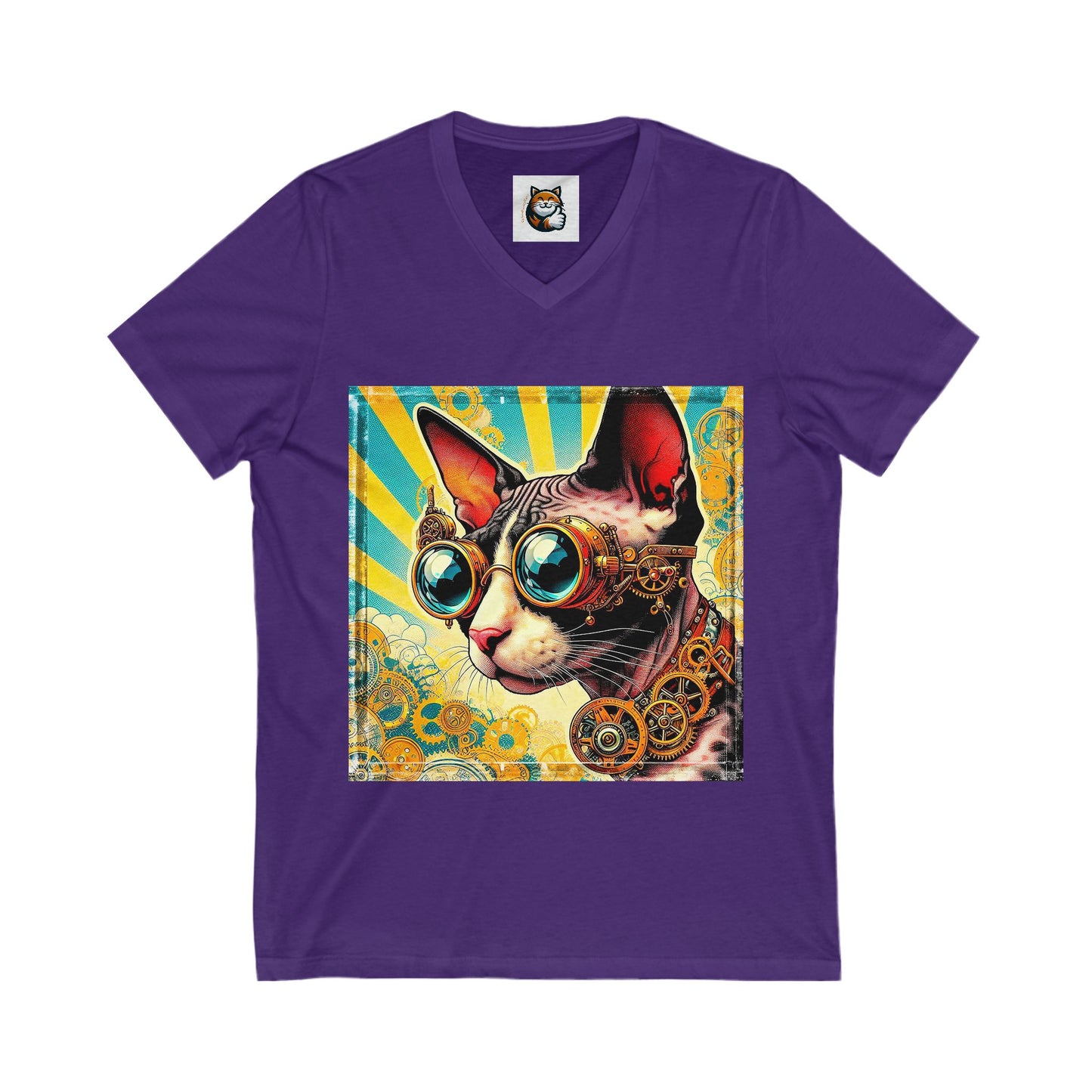Cornish Rex Cat Unisex Jersey Short Sleeve V-Neck Tee