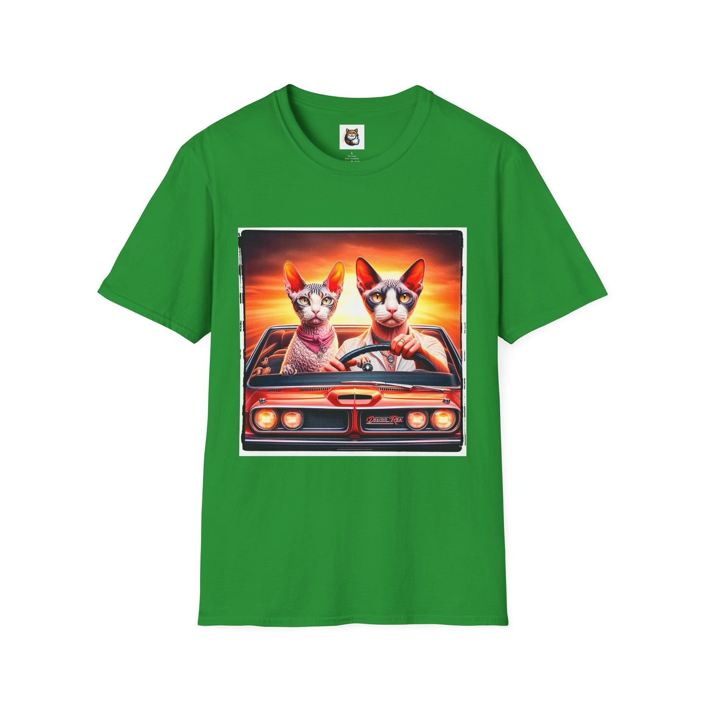 Wacky  Devon Rex Cats driving  Unisex Softstyle T-Shirt