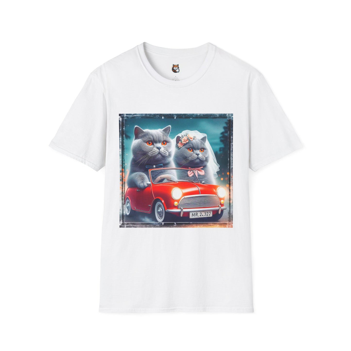 Wacky British Shorthair tiny red car Softstyle T-Shirt