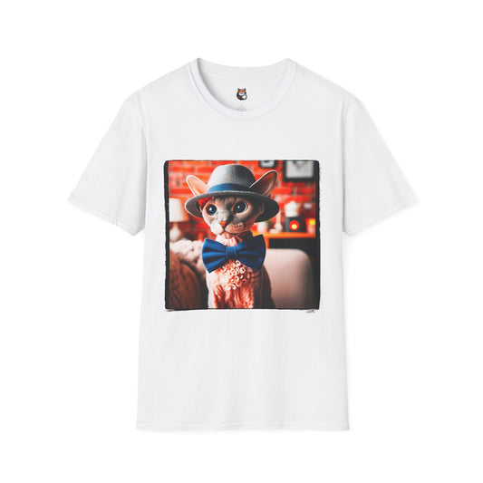 Devon Rex Cat hat and tie Softstyle T-Shirt