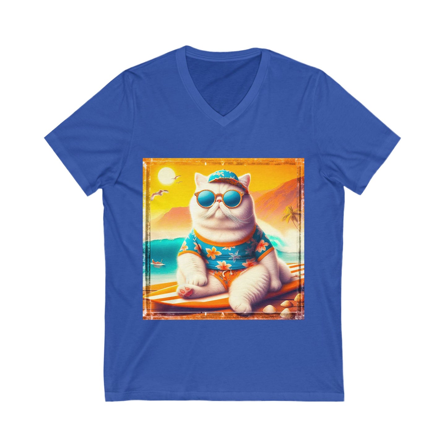 Exotic Shorthair Cat Unisex Jersey Short Sleeve V-Neck Tee