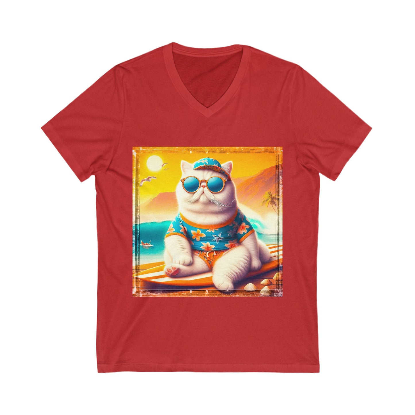 Exotic Shorthair Cat Unisex Jersey Short Sleeve V-Neck Tee
