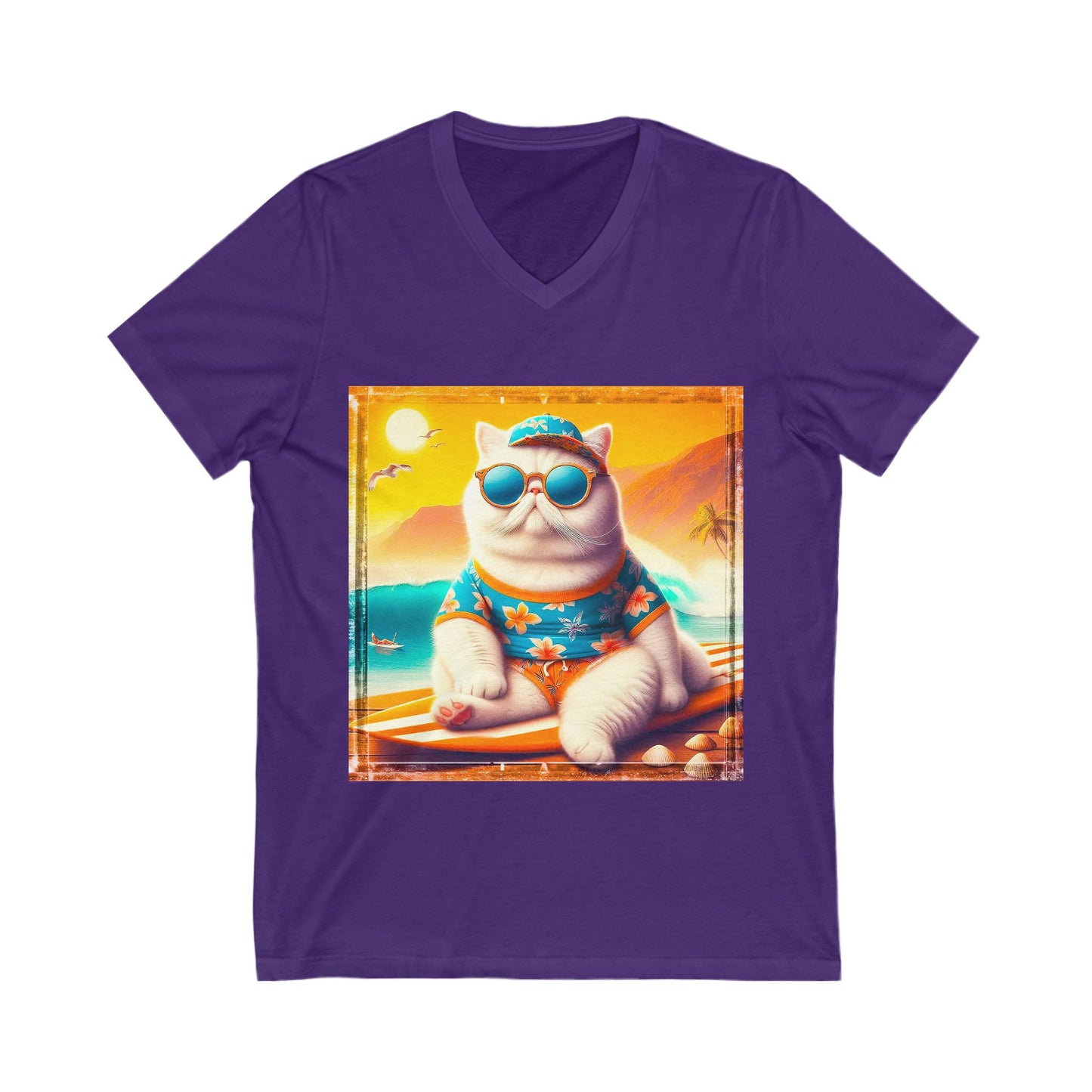 Exotic Shorthair Cat Unisex Jersey Short Sleeve V-Neck Tee