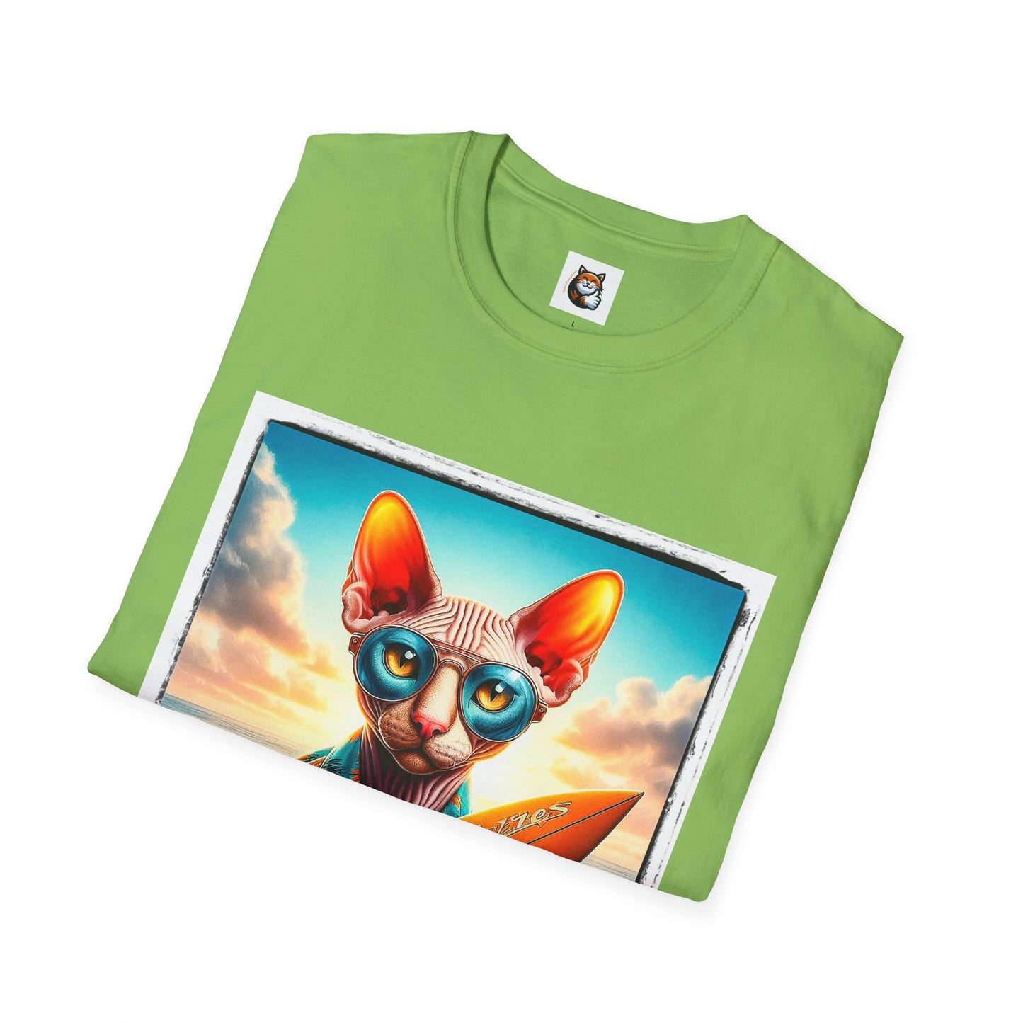 Cornish Rex Cat beach surfer  T-Shirt
