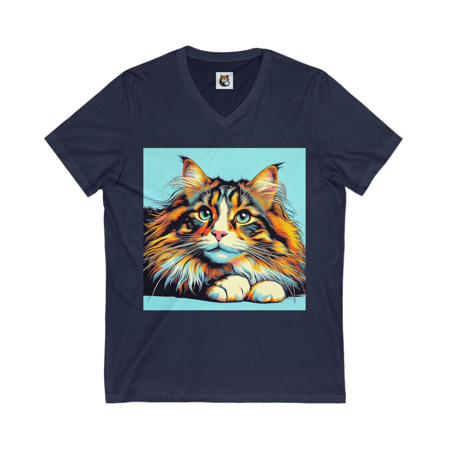 Norwegian Forest Cat Unisex Jersey Short Sleeve V-Neck Tee