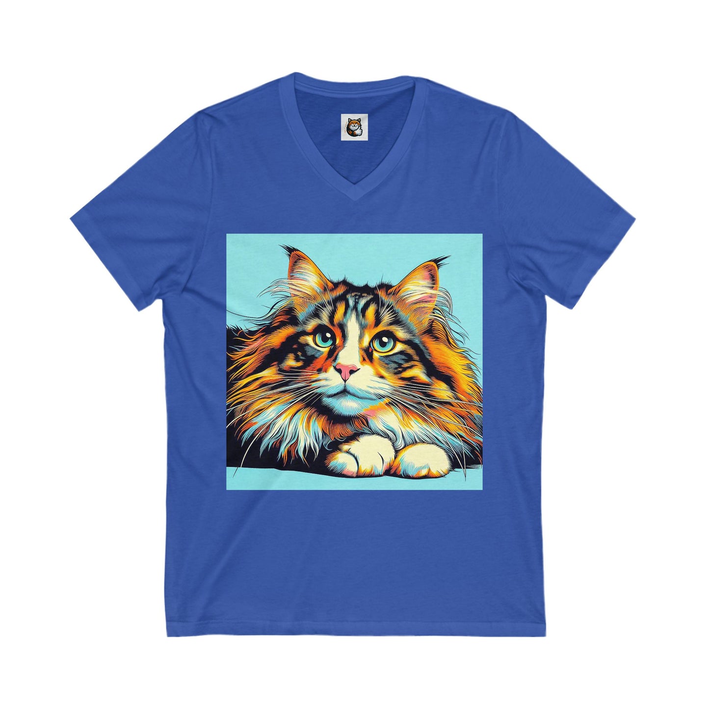 Norwegian Forest Cat Unisex Jersey Short Sleeve V-Neck Tee