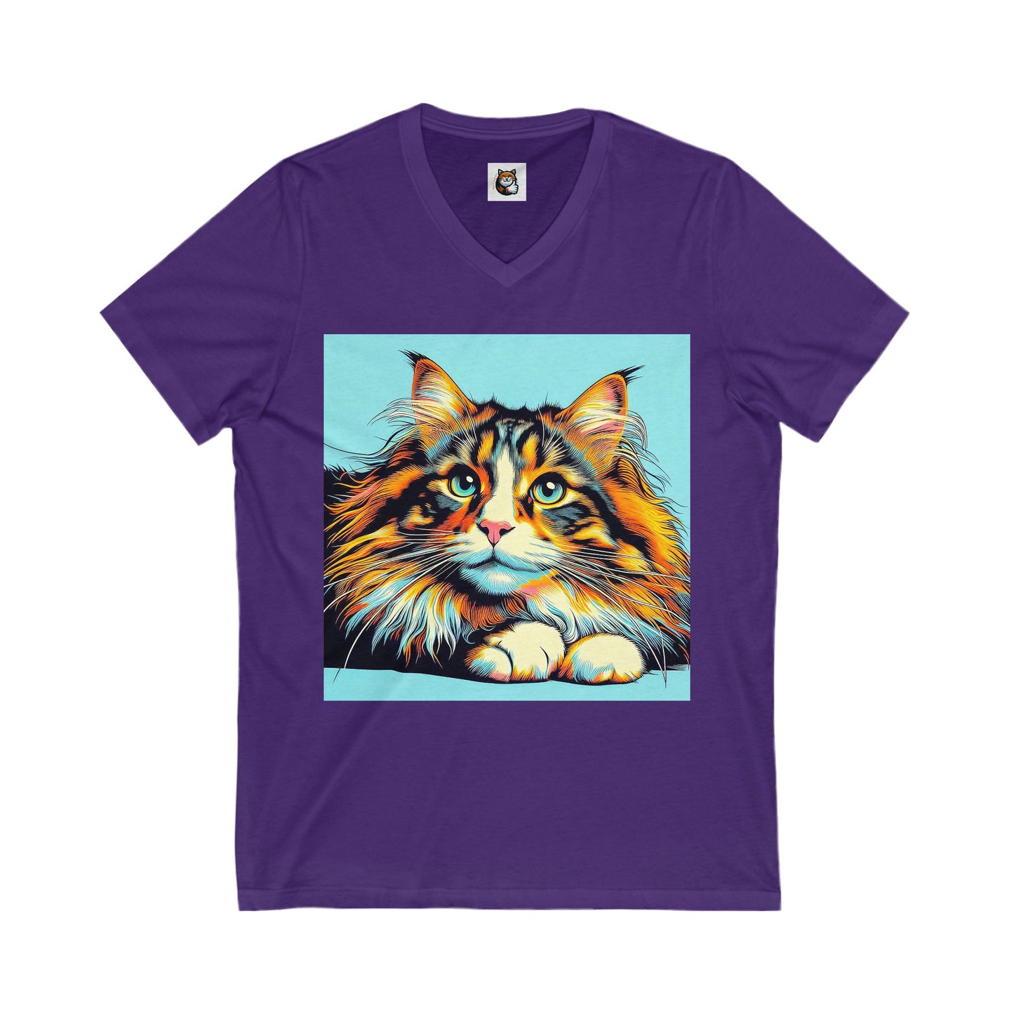 Norwegian Forest Cat Unisex Jersey Short Sleeve V-Neck Tee
