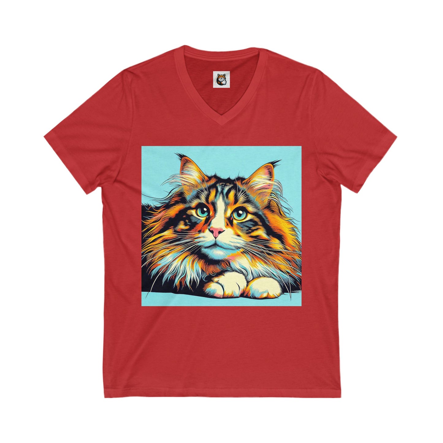 Norwegian Forest Cat Unisex Jersey Short Sleeve V-Neck Tee