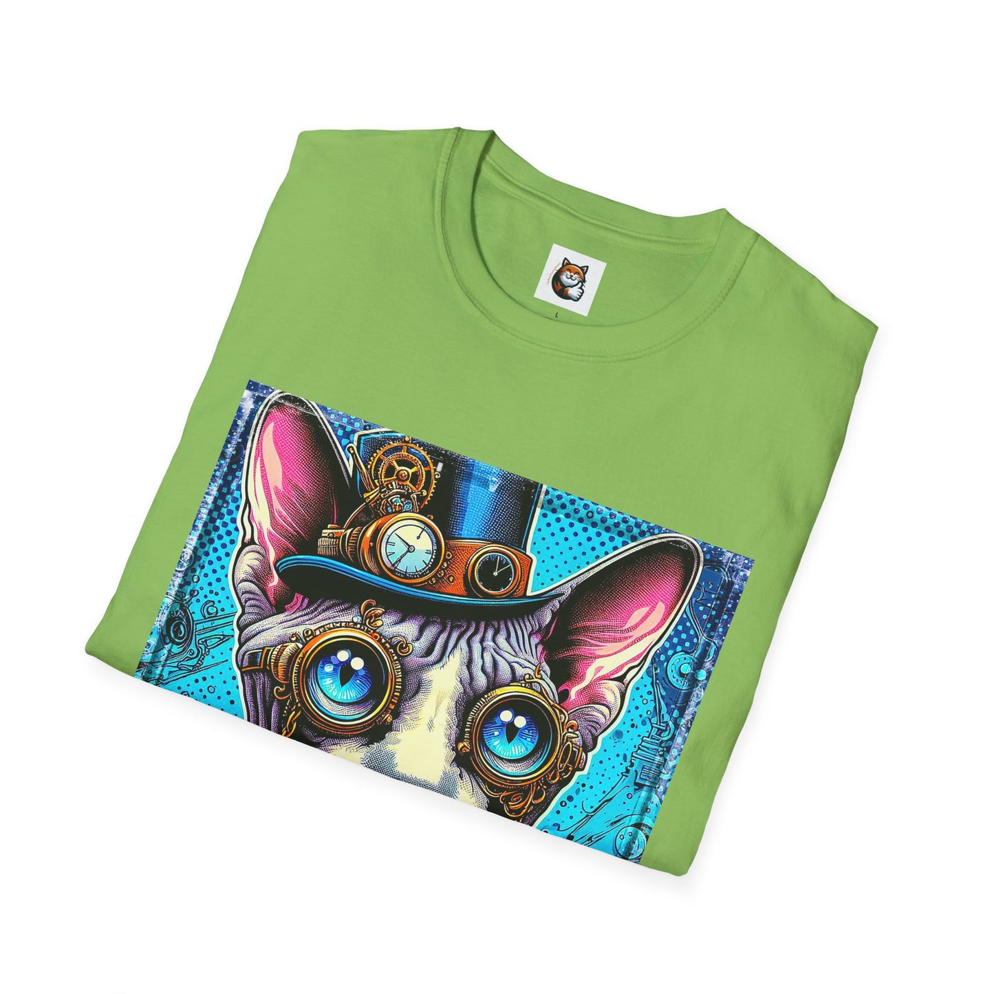 Devon Rex steam punk  Unisex Softstyle T-Shirt