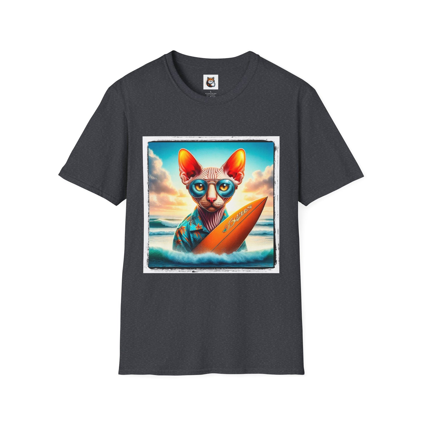 Cornish Rex Cat beach surfer  T-Shirt