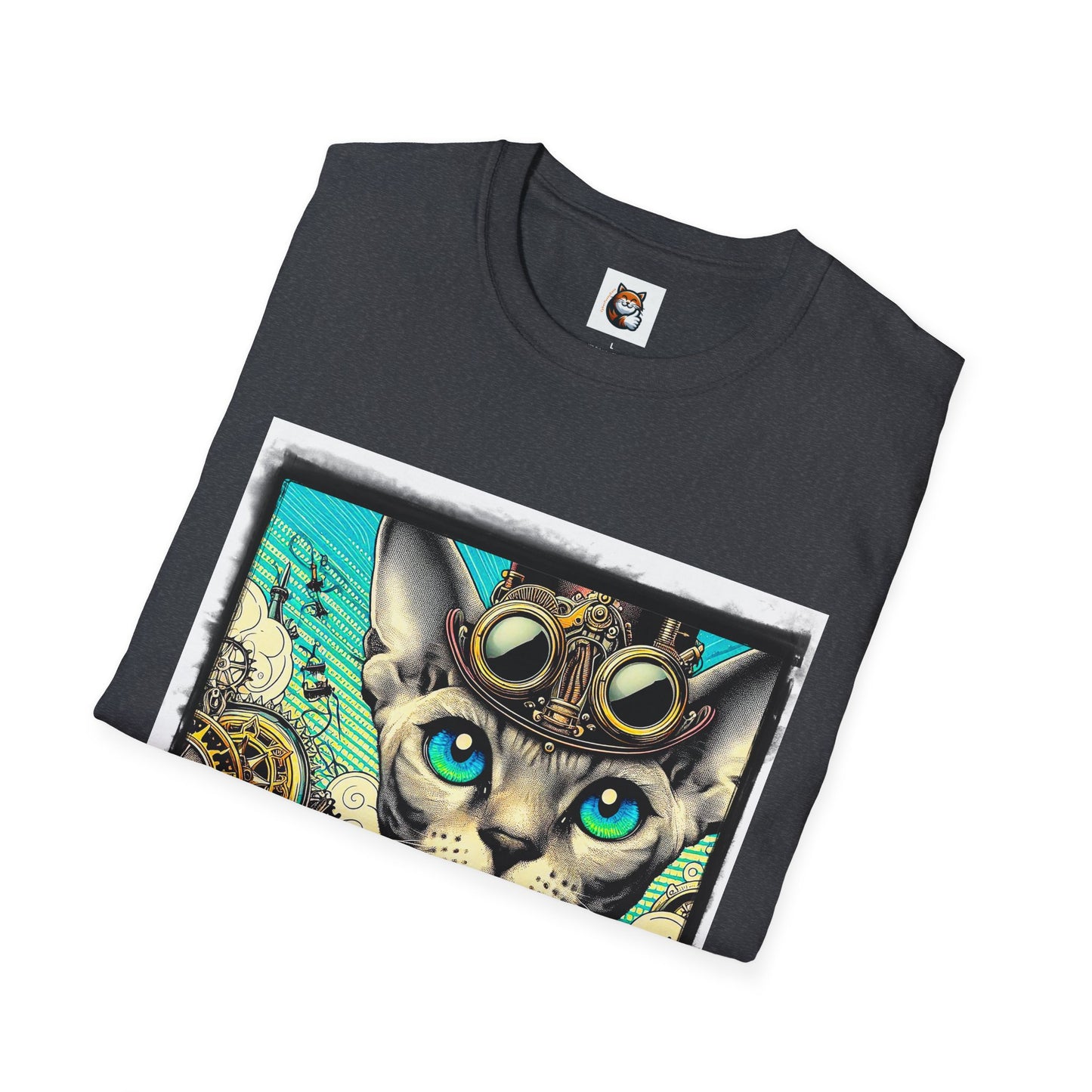 Devon Rex Cat steam punk Softstyle T-Shirt