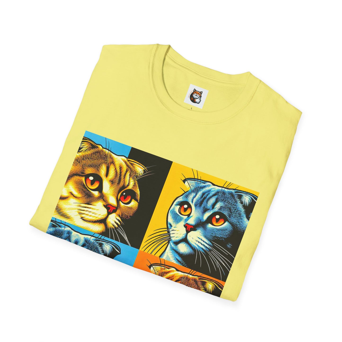 Scottish Fold Cat colorful squares  T-Shirt