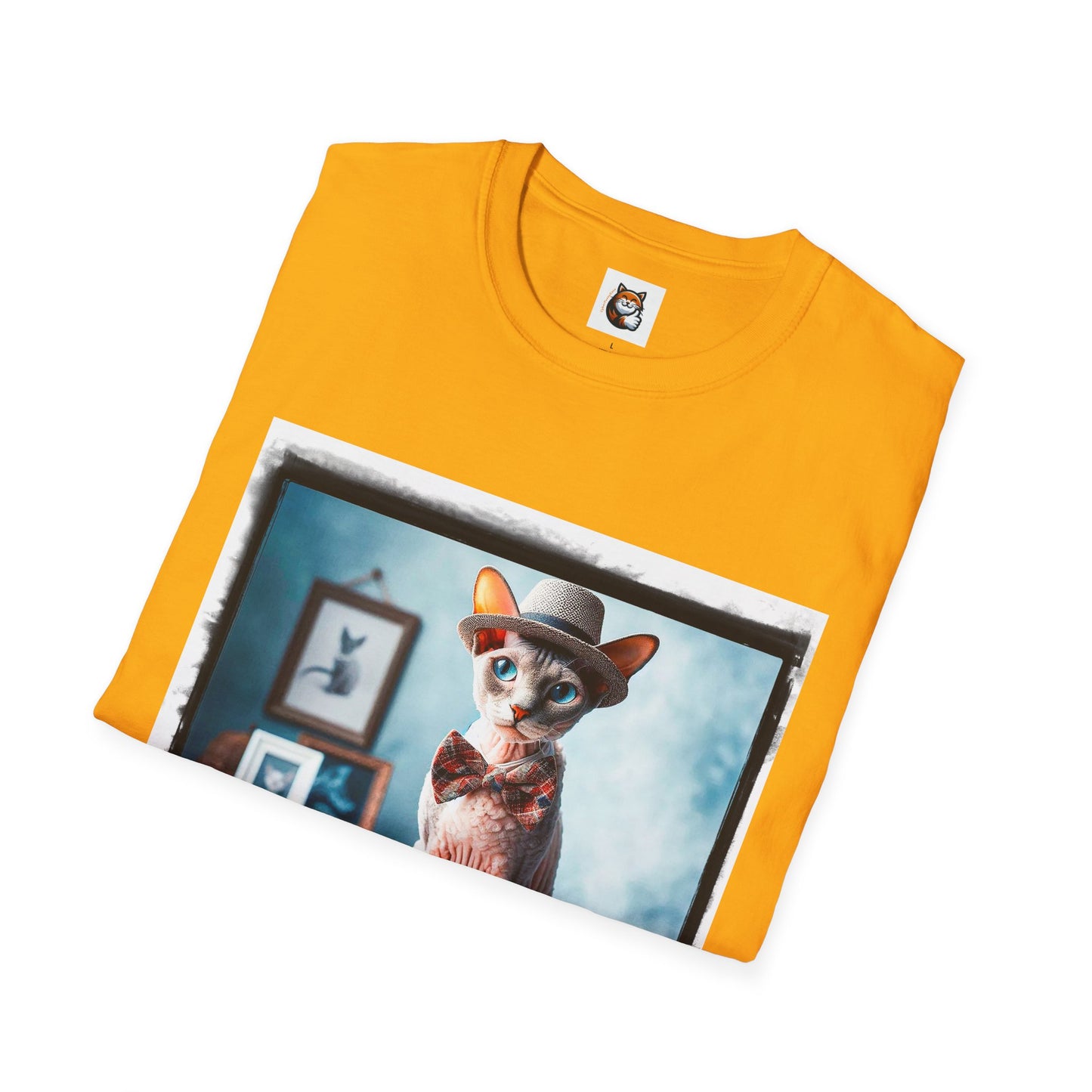 Cornish Rex Cat hat and bow tie Softstyle T-Shirt