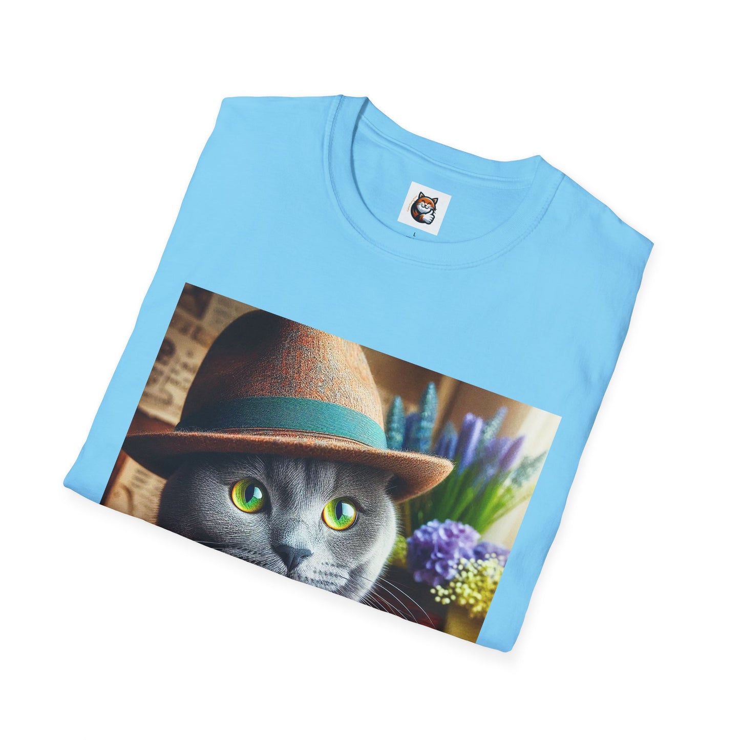 Russian Blue Cat hat and bow tie T-Shirt