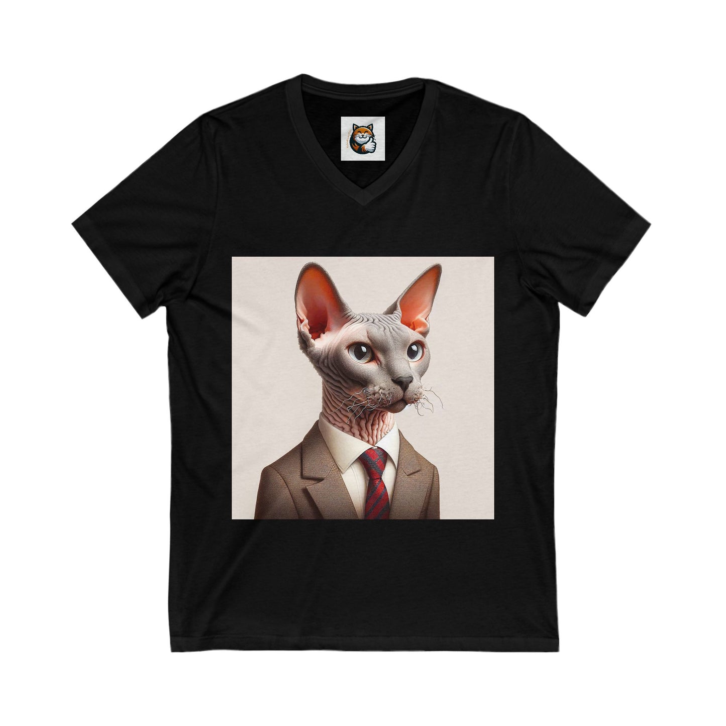 Cornish Rex Cat Unisex Jersey Short Sleeve V-Neck Tee
