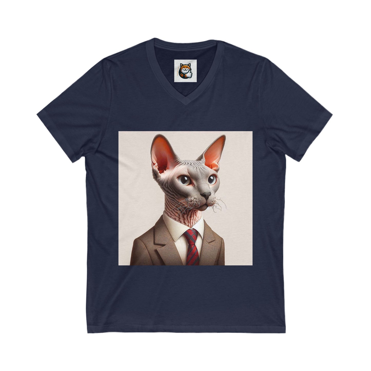 Cornish Rex Cat Unisex Jersey Short Sleeve V-Neck Tee