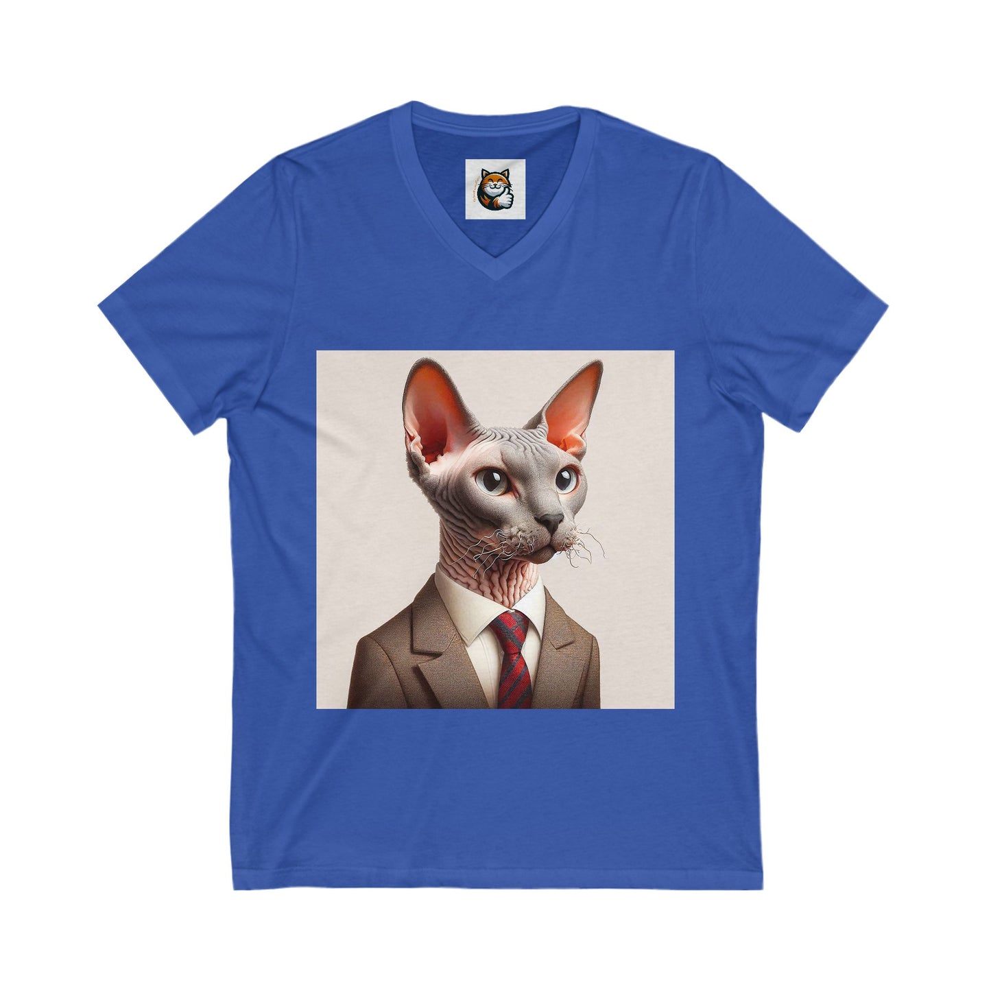 Cornish Rex Cat Unisex Jersey Short Sleeve V-Neck Tee