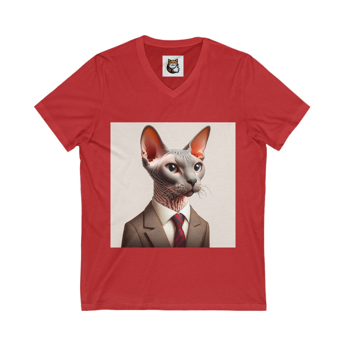 Cornish Rex Cat Unisex Jersey Short Sleeve V-Neck Tee