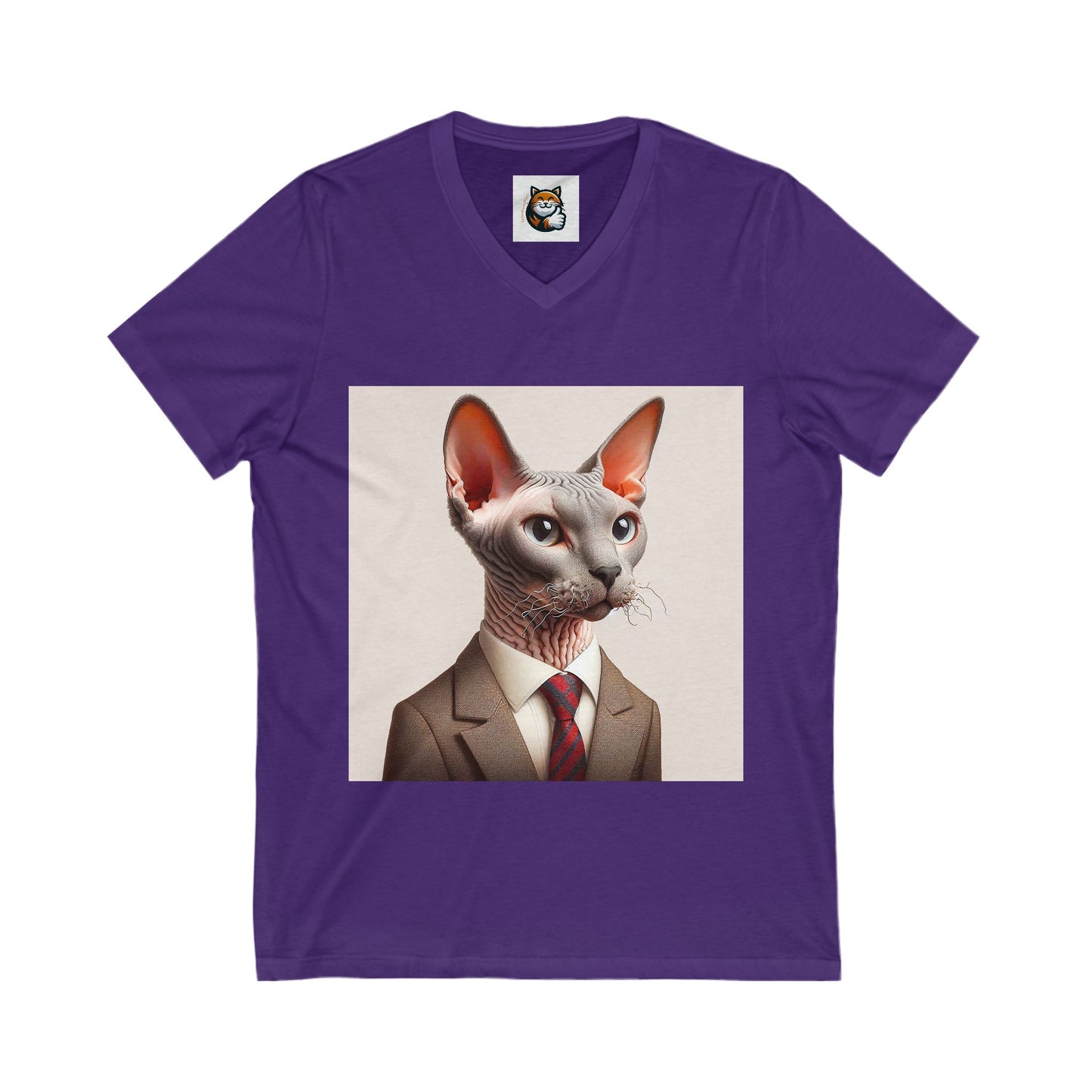 Cornish Rex Cat Unisex Jersey Short Sleeve V-Neck Tee